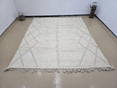 Handmade Moroccan Cream Wool Rug – Neutral Berber Chevron Carpet for Living Room & Bedroom | Minimalist Japandi Scandinavian Home Décor