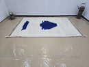 Minimalist Cream Moroccan Rug – Handmade Wool Carpet with Deep Blue Geometric Design | Modern Boho Artisan Area Rug by 100kends