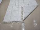 Minimalist White Moroccan Beni Ourain Rug – Handmade Wool Berber Custom Rug | Modern Shag Moroccan Area Rug | Neutral Geometric Design