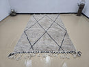 Custom Moroccan Beni Ourain Wool Rug — Handmade Black & Gray Geometric Berber Carpet, Modern Boho Moroccan Decor, Custom Sizes Available