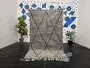 Custom Moroccan Beni Ourain Wool Rug — Handmade Black & Gray Geometric Berber Carpet, Modern Boho Moroccan Decor, Custom Sizes Available