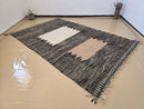 Handwoven Moroccan Wool Area Rug – Black and White Boho Berber Carpet with Terracotta Accent – Soft Wool Living Room Rug by 100kends