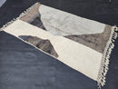 Custom Moroccan Mrirt Rug – Neutral Abstract Wool Rug | High Pile Handmade Luxury Carpet | Modern Geometric Area Rug – All Sizes by 100kends