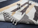 Custom Mrirt Wool Rug – Abstract Moroccan Design in Cream, Beige & Brown | Handmade High Quality Soft Wool Area Rug by 100kends