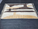 Custom Mrirt Wool Rug – Abstract Moroccan Design in Cream, Beige & Brown | Handmade High Quality Soft Wool Area Rug by 100kends