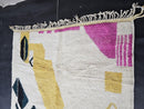 Custom Moroccan Mrirt Rug – Abstract Wool Rug in White, Yellow, Pink & Black – Handmade Luxury Carpet – Geometric Boho Design by 100kends