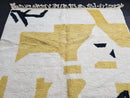 Custom Moroccan Mrirt Rug – Abstract Wool Rug in White, Yellow, Pink & Black – Handmade Luxury Carpet – Geometric Boho Design by 100kends