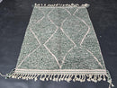 Handmade Green Moroccan Mrirt Wool Rug – Diamond Pattern | Custom Sizes 3x5ft to 15x15ft | Deep Pile Tribal Berber Rug from Atlas Mountains