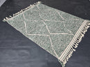Handmade Green Moroccan Mrirt Wool Rug – Diamond Pattern | Custom Sizes 3x5ft to 15x15ft | Deep Pile Tribal Berber Rug from Atlas Mountains