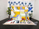 Modern Mrirt Rug – Handmade Abstract Moroccan Wool Rug with Bold Geometric Pastel Colors – Luxury High Quality Custom Berber rug by 100kends