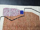 Handmade Mrirt Abstract Rug – High End Modern Moroccan Wool Carpet with Geometric Art in Orange, Blue & Pink – Custom Sizes Available