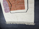 Handmade Mrirt Abstract Rug – High End Modern Moroccan Wool Carpet with Geometric Art in Orange, Blue & Pink – Custom Sizes Available