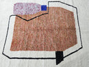Handmade Mrirt Abstract Rug – High End Modern Moroccan Wool Carpet with Geometric Art in Orange, Blue & Pink – Custom Sizes Available