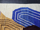 Custom Moroccan Mrirt Rug – Handwoven Abstract Wool Rug with Blue, Burgundy, Yellow & Beige Tones – Geometric Modern Floor Decor by 100kends