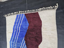 Custom Moroccan Mrirt Rug – Handwoven Abstract Wool Rug with Blue, Burgundy, Yellow & Beige Tones – Geometric Modern Floor Decor by 100kends