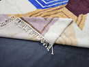 Custom Moroccan Mrirt Rug – Handwoven Abstract Wool Rug with Blue, Burgundy, Yellow & Beige Tones – Geometric Modern Floor Decor by 100kends
