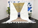 Custom Morocan Mrirt Wool Rug – Mustard, Navy & Brown Funnel Design | Modern Geometric Boho Carpet | Handwoven Luxury Wool Decor by 100kends