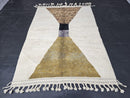 Custom Morocan Mrirt Wool Rug – Mustard, Navy & Brown Funnel Design | Modern Geometric Boho Carpet | Handwoven Luxury Wool Decor by 100kends
