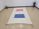 Handmade Custom Moroccan Rug – Beni Ourain Wool Berber Carpet with Blue & Purple Trellis Design | Modern Moroccan Area Rug by 100kends