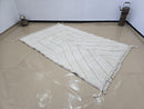 Luxurious Moroccan Beni Ourain Wool Rug – Custom Handwoven White Fluffy Berber Carpet | Minimalist Geometric Design | 3x5ft to 15x15ft