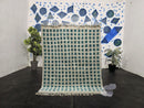 Custom Moroccan Beni Ourain Rug – Handmade Wool Green & White Berber Carpet – Large Area Rugs, Living Room Decor, Custom Sizes Available