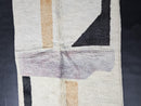 Custom Abstract Moroccan Mrirt Wool Rug - Handmade Cream, Beige, Lavender & Black Area Carpet - Minimalist Boho Berber Floor Art by 100kends