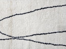 Custom Moroccan Runner Mrirt Rug - Handmade White Wool Rug with Black Lines - Minimalist Berber Hallway Rug - Beni Style Rug by 100kends