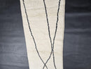 Custom Moroccan Runner Mrirt Rug - Handmade White Wool Rug with Black Lines - Minimalist Berber Hallway Rug - Beni Style Rug by 100kends
