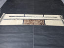 Custom Moroccan Mrirt Runner Rug - Cream Wool Rug with Blue Lines & Brown Abstract Design - Handmade Modern Long Hallway Rug by 100kends
