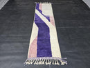 Custom Morocan Runner Mrirt Rug – Handwoven Abstract Wool Rug in Purple & Pink, Geometric Art Design – Modern Pastel Hallway rug by 100kends