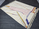 Custom Moroccan Rug - White Wool Handmade Berber Carpet - Modern Boho Abstract Design - Cozy Tribal Floor Art for Living Room by 100kends