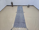 Custom Wool Moroccan Runner Rug – Handwoven Black & White Berber Hallway Carpet – Long Tribal Rug with Optional Fringes by 100kends