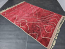 Handwoven Red Moroccan Rug – Custom Wool Berber Love Rug with Heart Motif – Shaggy Boho Carpet – Handmade Deep Red Floor Art rug by 100kends