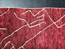 Handwoven Red Moroccan Rug – Custom Wool Berber Love Rug with Heart Motif – Shaggy Boho Carpet – Handmade Deep Red Floor Art rug by 100kends