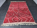 Handwoven Red Moroccan Rug – Custom Wool Berber Love Rug with Heart Motif – Shaggy Boho Carpet – Handmade Deep Red Floor Art rug by 100kends