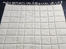 Custom Moroccan Wool Rug – Handwoven White Grid Area Rug | Neutral Boho Shag Carpet | Cozy Living Room Decor | Made to Order rug by 100kends