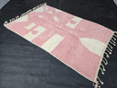 Custom Moroccan Rug - Pink and White Abstract Wool Rug - Handmade Soft Fluffy Carpet - Geometric Pastel Area Rug - Custom Sizes available