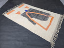 Custom Moroccan Rug - Abstract Blue Orange Wool Rug - Modern Berber Geometric Carpet - Handwoven Minimalist Artisanal Boho Cozy Decor