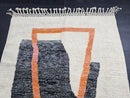 Custom Moroccan Rug - Abstract Blue Orange Wool Rug - Modern Berber Geometric Carpet - Handwoven Minimalist Artisanal Boho Cozy Decor