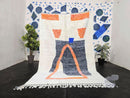 Custom Moroccan Rug - Abstract Blue Orange Wool Rug - Modern Berber Geometric Carpet - Handwoven Minimalist Artisanal Boho Cozy Decor