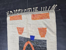 Custom Moroccan Rug - Abstract Blue Orange Wool Rug - Modern Berber Geometric Carpet - Handwoven Minimalist Artisanal Boho Cozy Decor