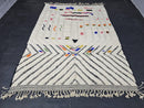 Custom Moroccan Mrirt Rug - Colorful Abstract Wool Carpet - Handwoven White Tribal Boho Rug - Modern Geometric Berber Art by 100kends