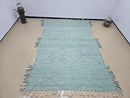 Custom Moroccan Green Wool Rug – Handwoven Beni Ourain Geometric Carpet – Modern Boho Berber Area Rug – Handmade Wool Floor Décor