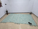 Custom Moroccan Green Wool Rug – Handwoven Beni Ourain Geometric Carpet – Modern Boho Berber Area Rug – Handmade Wool Floor Décor