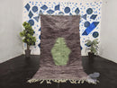 Handmade Moroccan Wool Rug – Modern Berber Purple Area Rug with Green Accent, Beni Ourain Style Carpet for Living Room or Bedroom Décor
