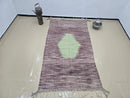 Handmade Moroccan Wool Rug – Modern Berber Purple Area Rug with Green Accent, Beni Ourain Style Carpet for Living Room or Bedroom Décor
