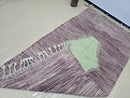 Handmade Moroccan Wool Rug – Modern Berber Purple Area Rug with Green Accent, Beni Ourain Style Carpet for Living Room or Bedroom Décor
