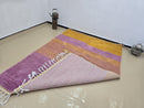 Handmade Moroccan Wool Rug – Purple & Mustard Modern Striped Berber Carpet – Custom Sizes – Soft Shaggy Sheep Wool Area Rug – by 100kends