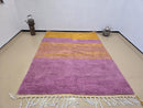Handmade Moroccan Wool Rug – Purple & Mustard Modern Striped Berber Carpet – Custom Sizes – Soft Shaggy Sheep Wool Area Rug – by 100kends