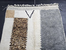 Modern Moroccan Wool Rug - Handwoven Cream, Brown, Grey & Blue Mrirt Rug - Custom Cozy Minimalist Boho Geometric Abstract Wool Carpet